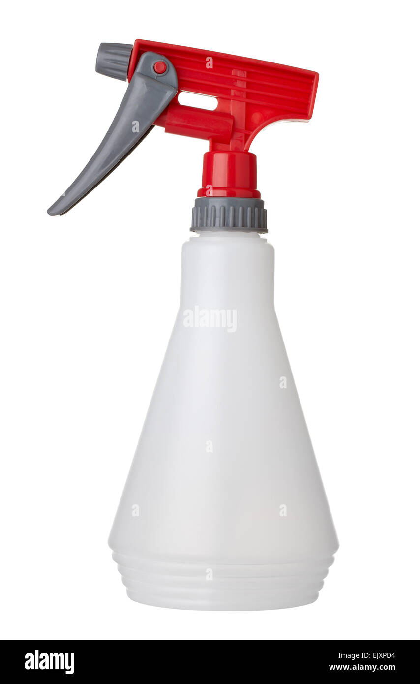 Nahaufnahme von einem weißen Kunststoff-Flasche mit Griff auf weißem Hintergrund mit Beschneidungspfad Stockfoto