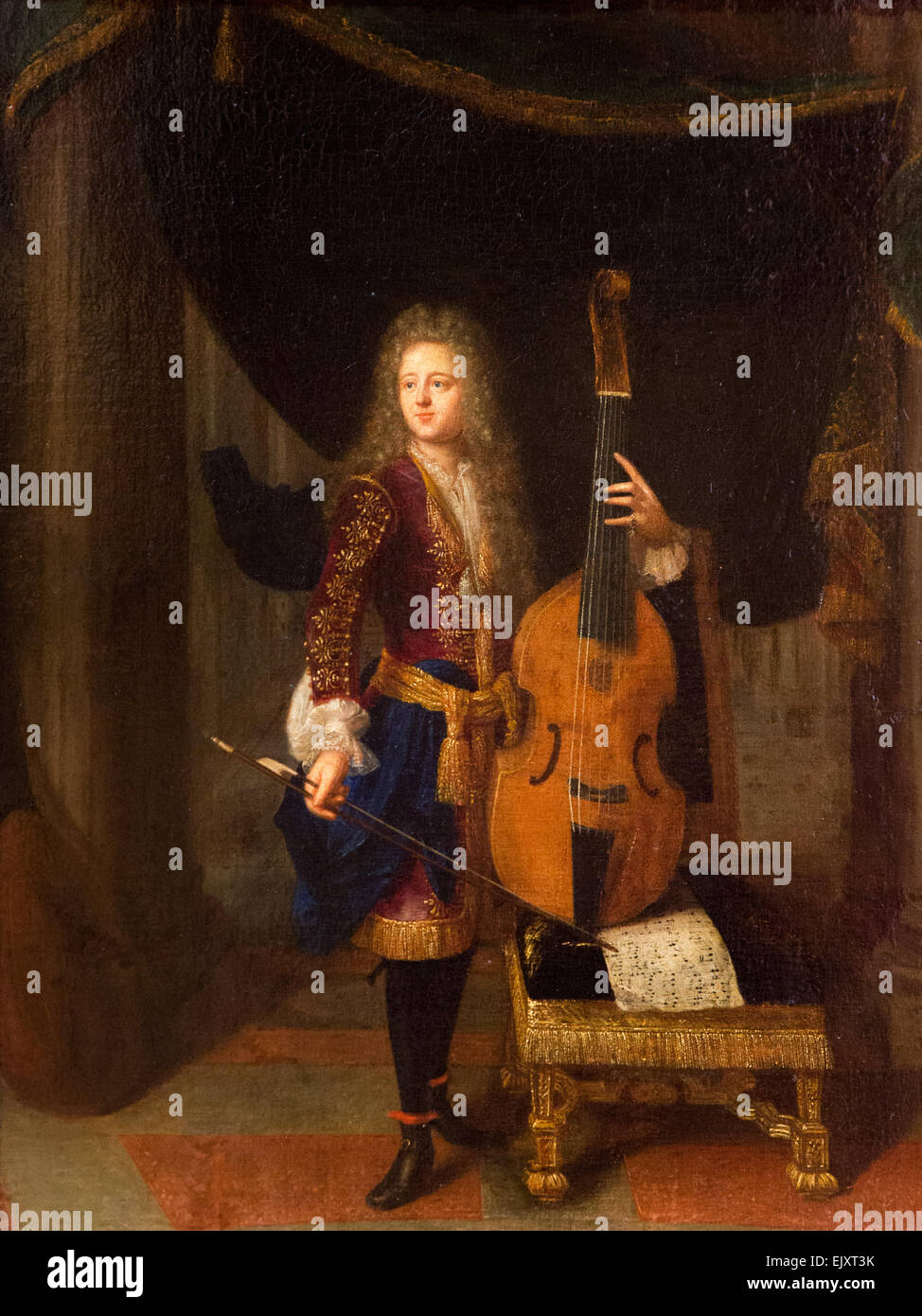 ActiveMuseum 0005733.jpg / Marin Marais Musiker von Louis XIV, Schüler von Lully und Sainte Colombe. Er arbeitet an der "Prelude Marin Marais' 12.05.2013 - / 17. Jahrhundert Sammlung / aktive Museum Stockfoto