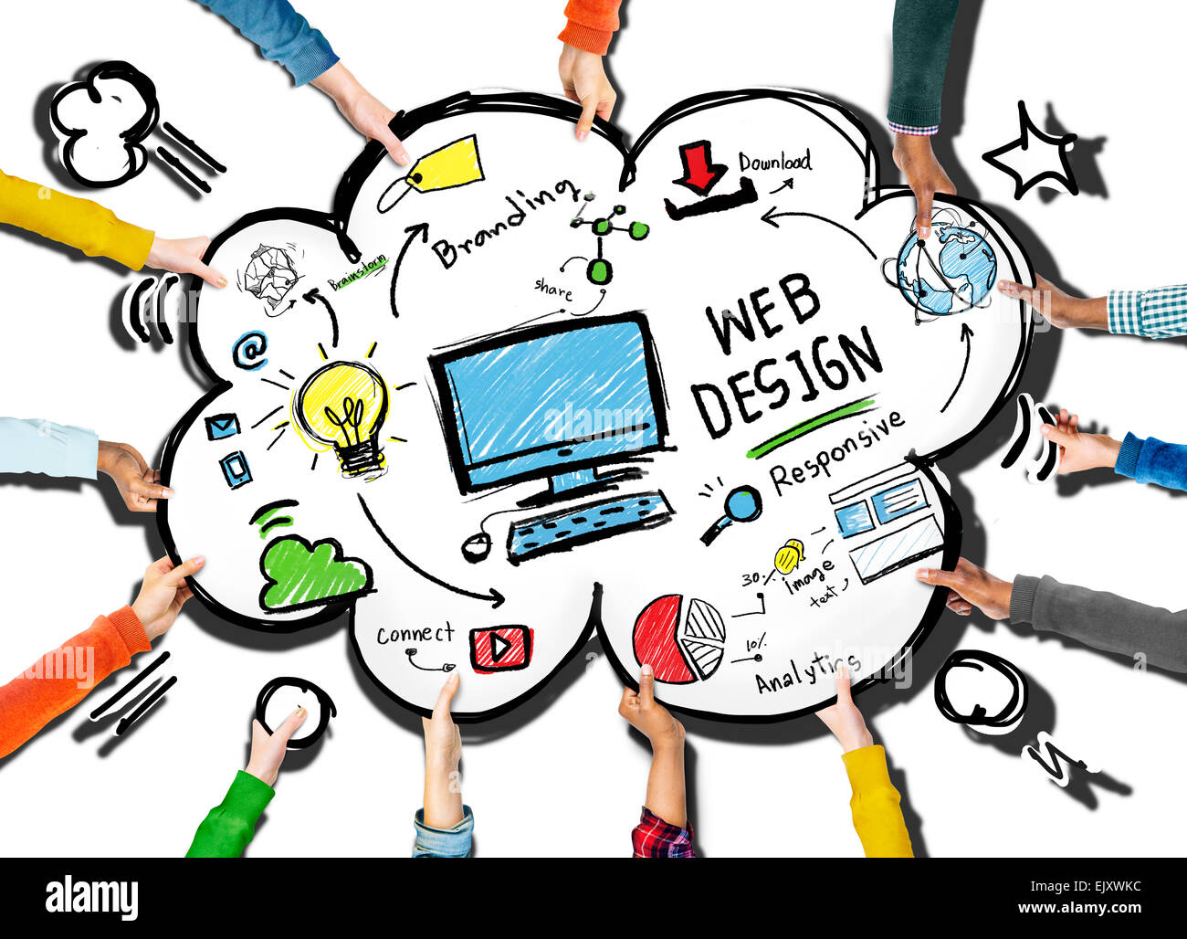 Inhalt Kreativität digitale Grafik Layout Webdesign Webseite Konzept Stockfoto
