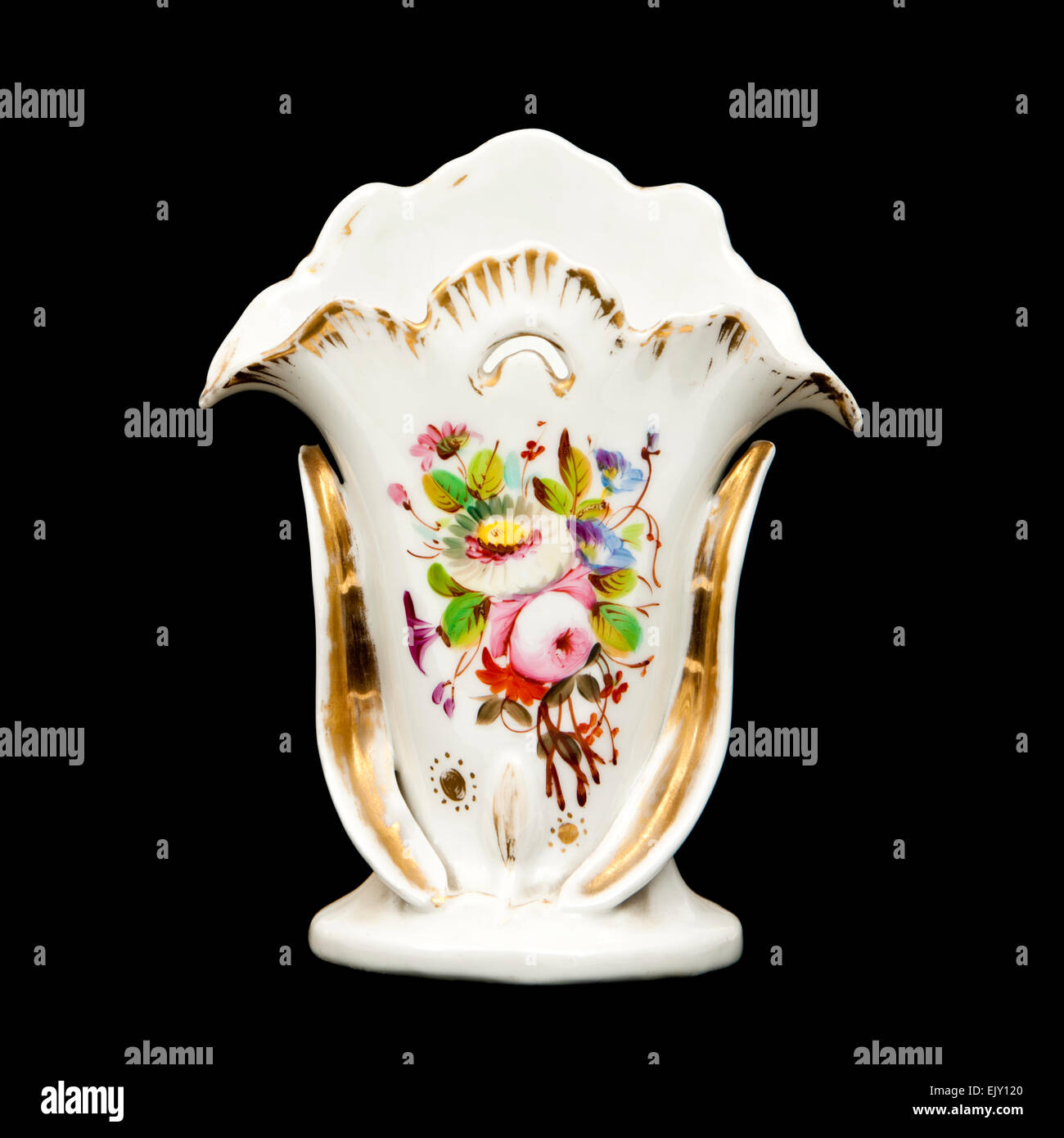 Antike Staffordshire floral Keramikvase Stockfoto