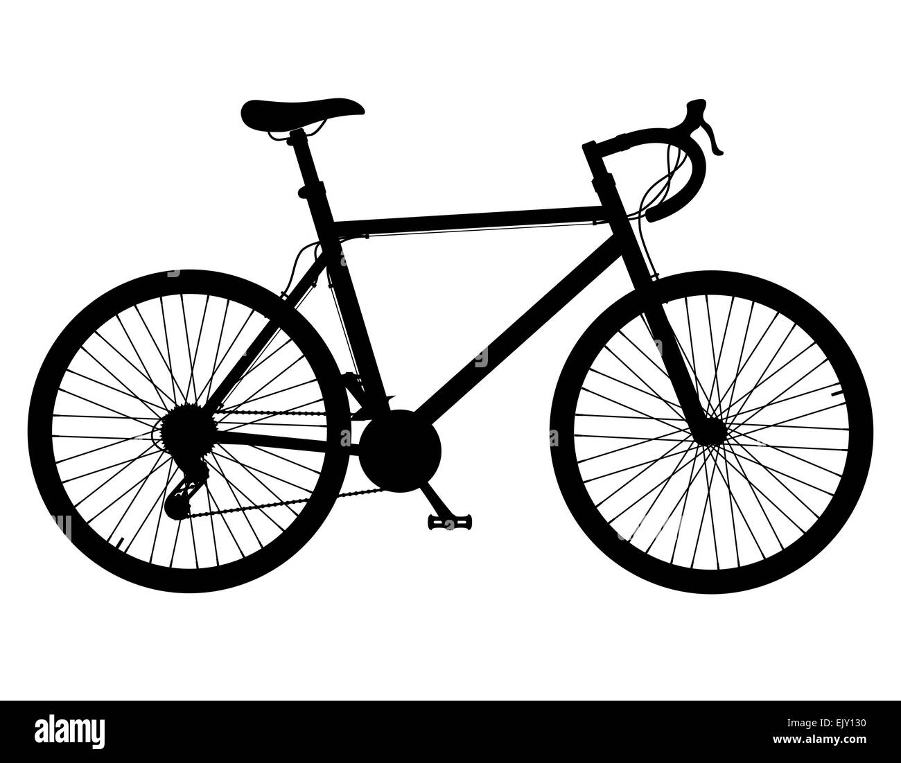 Rennrad mit Gangschaltung schwarze Silhouette Abbildung isoliert auf weißem  Hintergrund Stockfotografie - Alamy