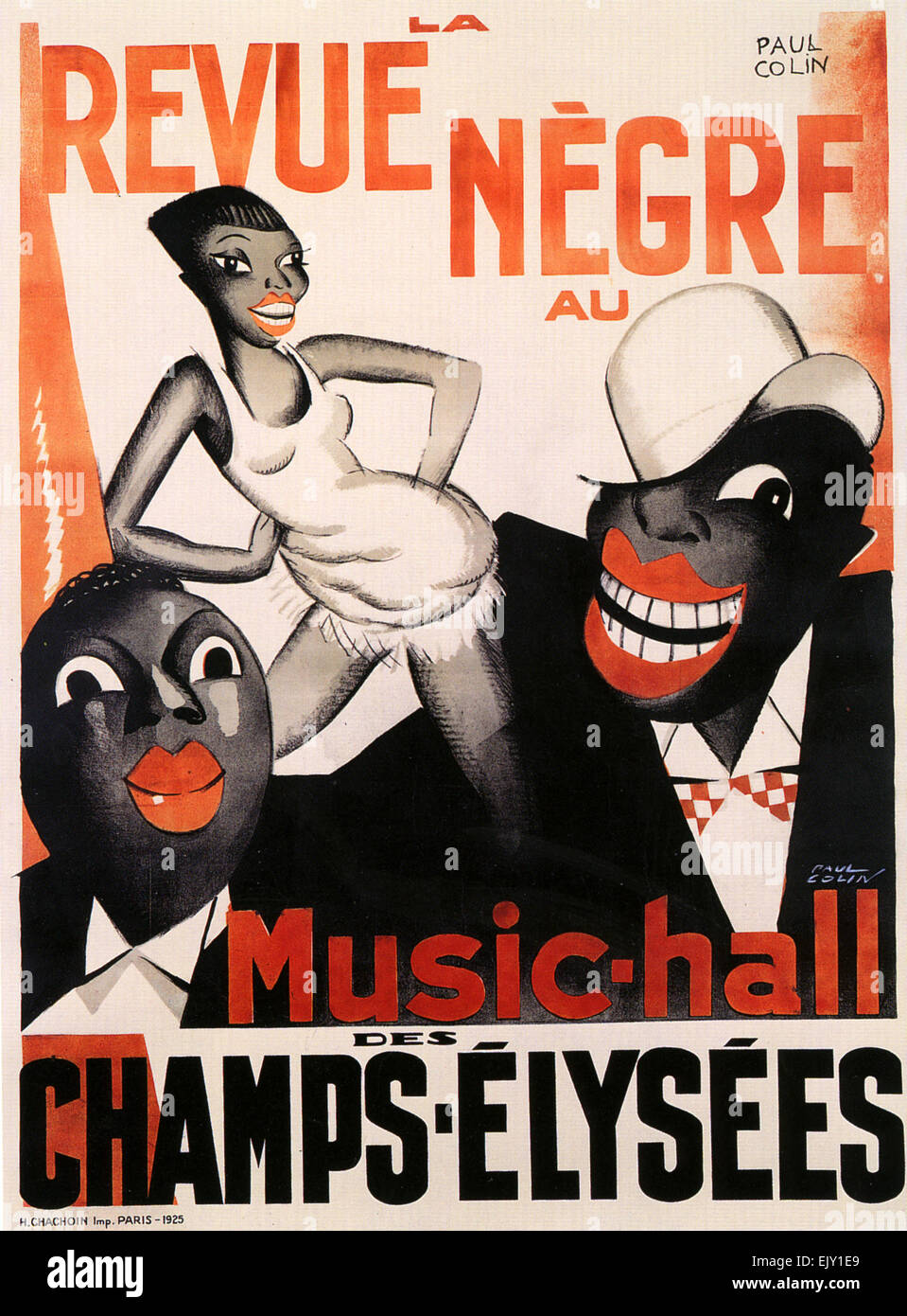 LA REVUE NEGRE Plakat für die Music-Hall auf der Champs Elysee 1925. Designed by Paul Colin mit Josephine Baker und Sidney Bechet auf der rechten Seite Stockfoto