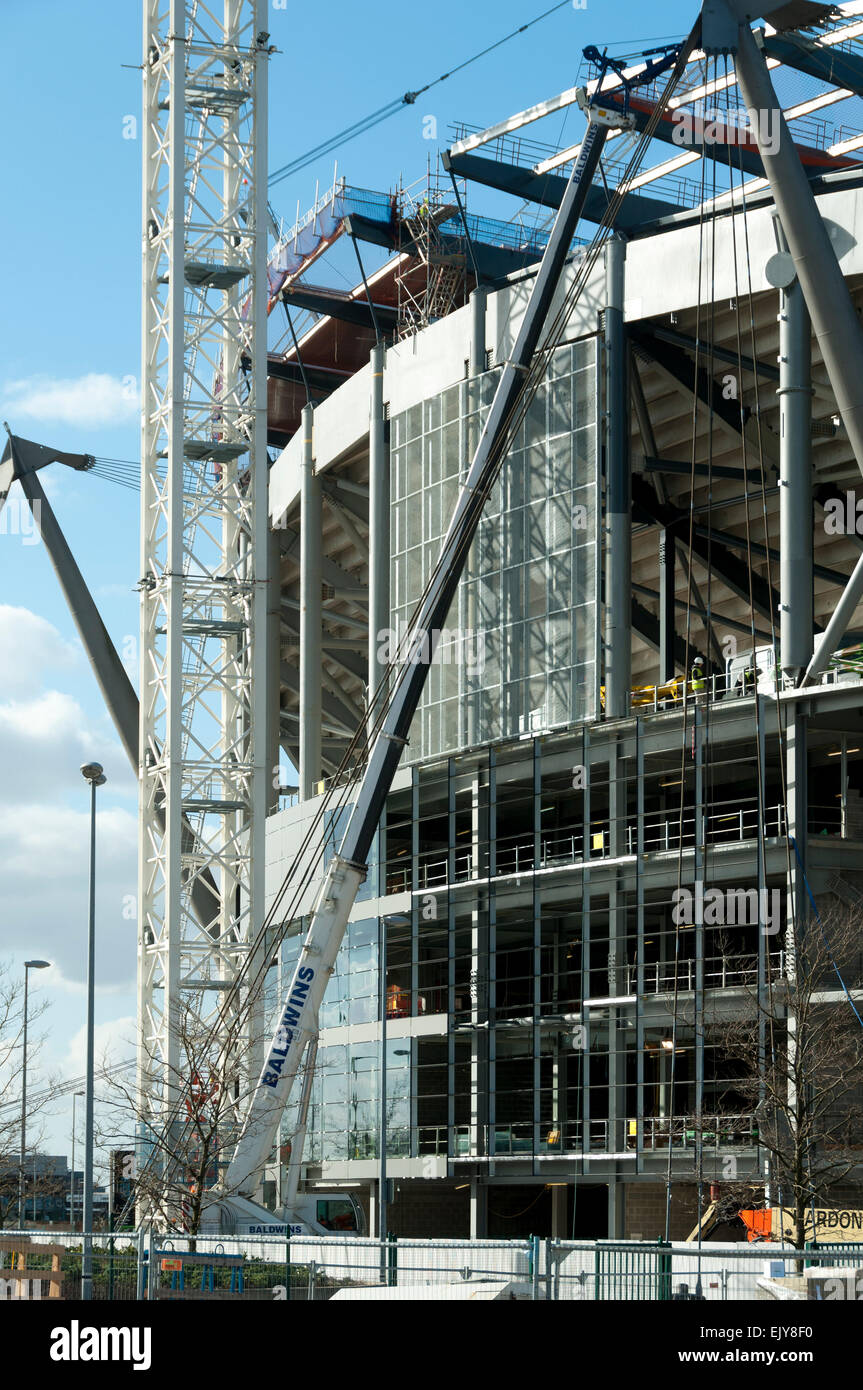 Etihad Stadium Südtribüne Erweiterungsprojekt während der Bauphase, Eastlands, Bradford, Manchester, England, UK Stockfoto