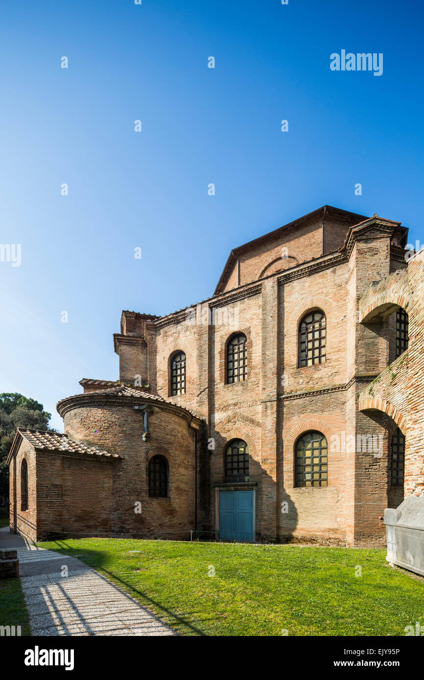 außen mit Apsis, Basilika von San Vitale, Ravenna, Italien Stockfoto