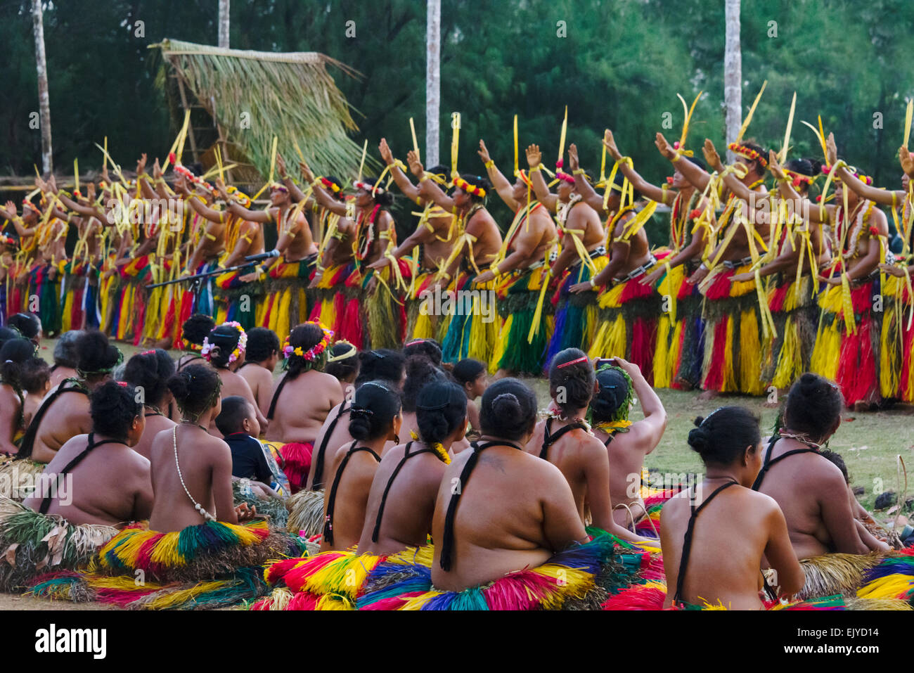Yapesen Yap Day Festival Aufführung, Yap-Insel, Föderierte Staaten von Mikronesien Stockfoto