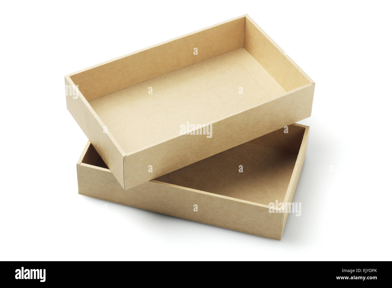 Offenen Karton Verpackung Box auf weißem Hintergrund Stockfoto