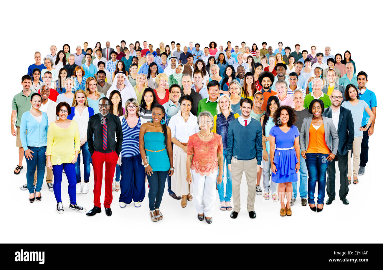 Multiethnische Gruppe von Menschen, die Lächeln Stockfoto