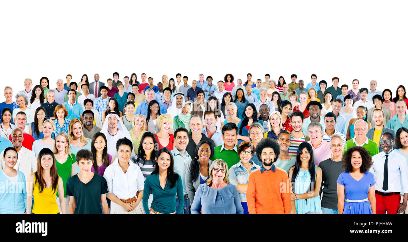 Multiethnische Gruppe von Menschen, die Lächeln Stockfoto