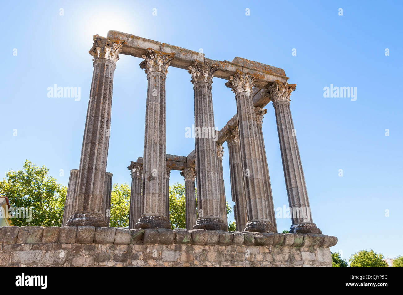 Antike römische Tempel, bekannt als Diana Tempel in Évora, Portugal Stockfoto