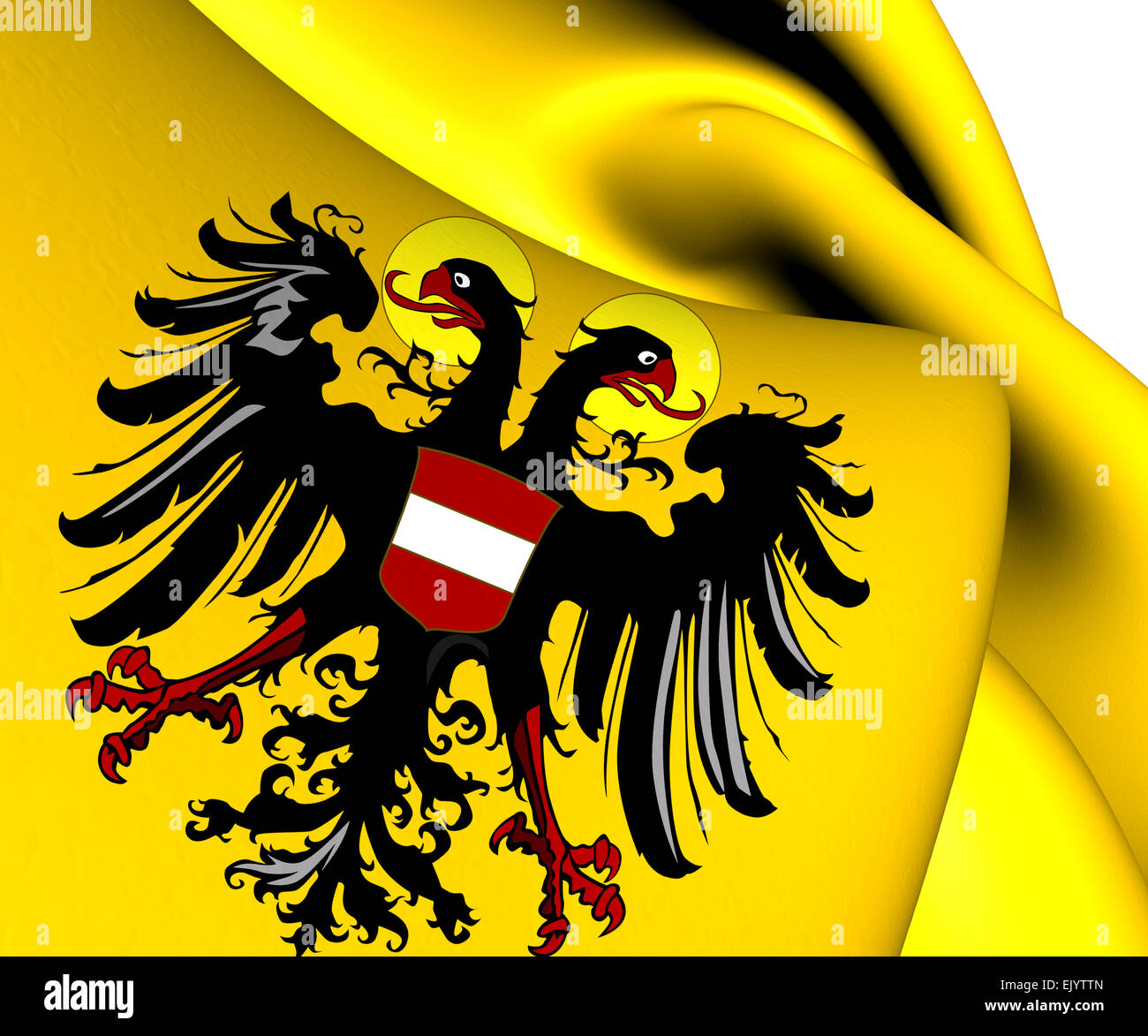 Römisch Deutsches Reich Flagge (1437-1493). Hautnah. Stockfoto