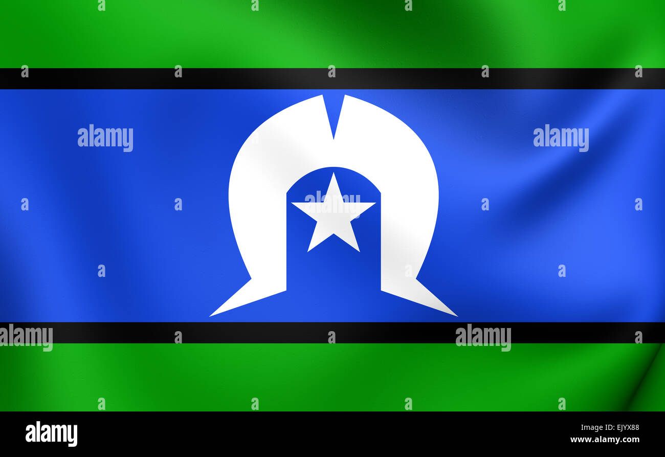 Torres-Strait-Insulaner-Flagge. Hautnah. Stockfoto