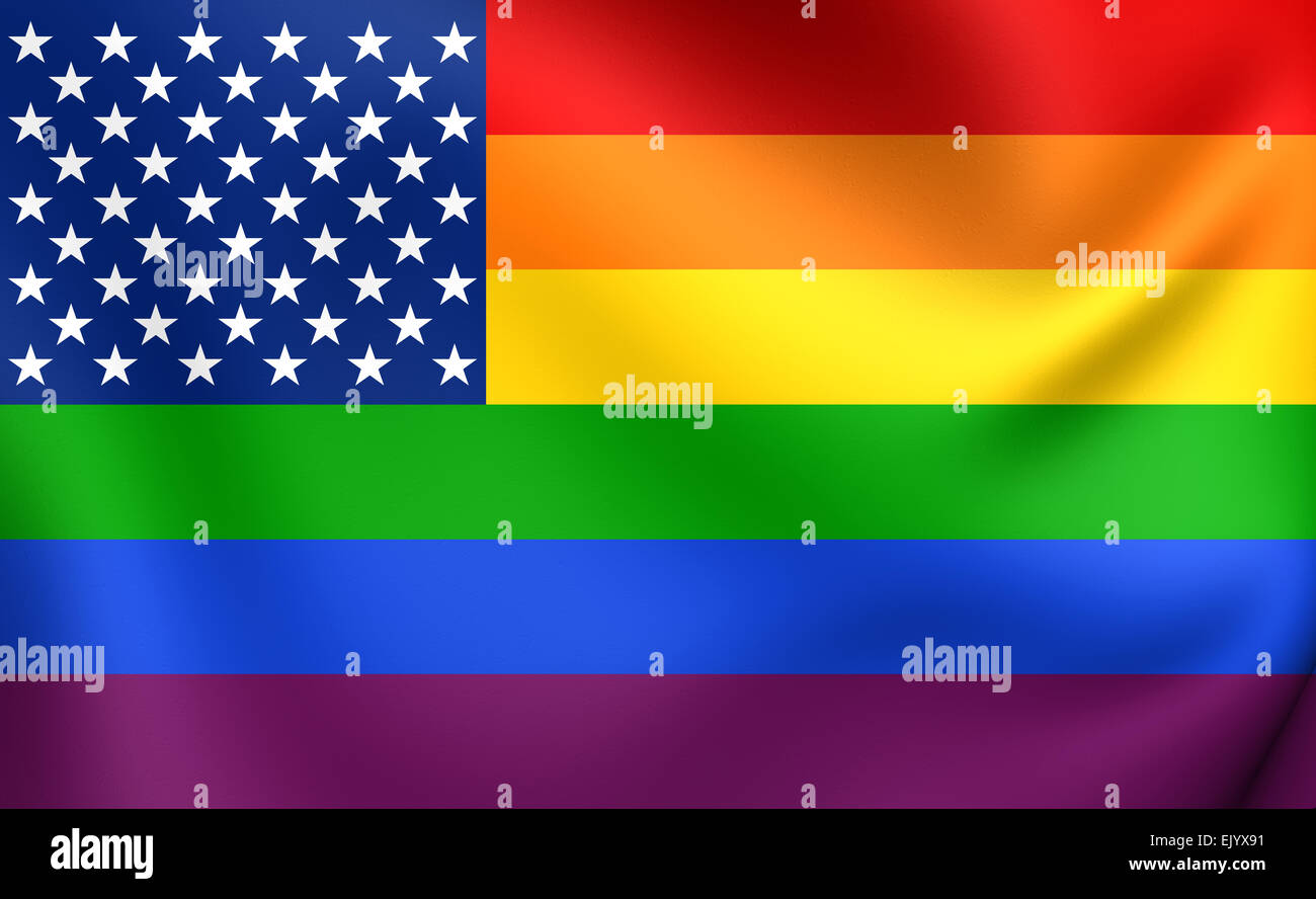 USA-Gay-Flagge. Hautnah. Stockfoto