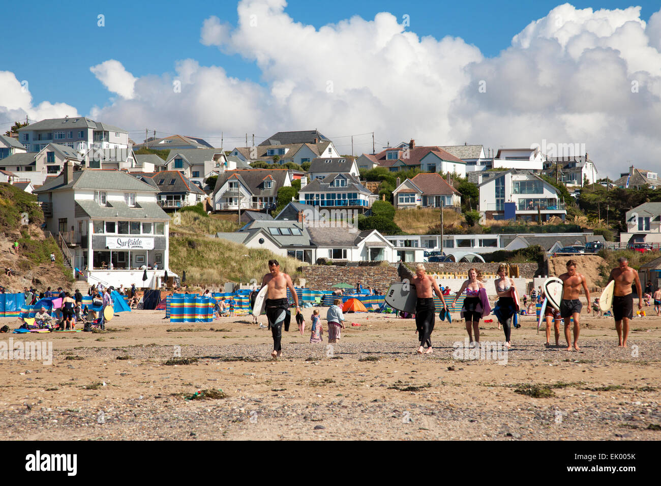 Polzeath Strand, Polzeath, Cornwall, England, Vereinigtes Königreich Stockfoto