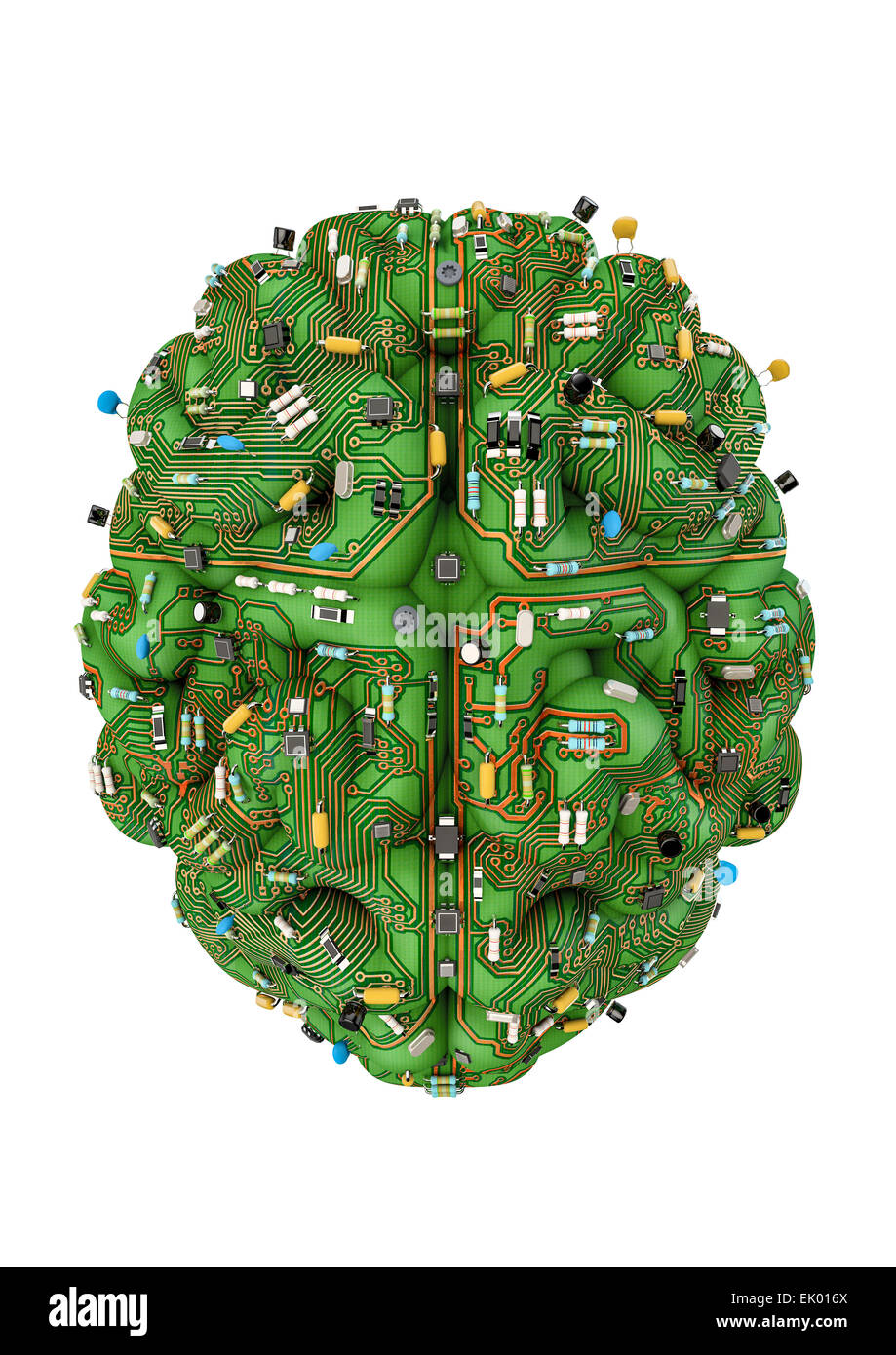 3D Rendern des Gehirns gemacht von Computer-Platine Stockfoto