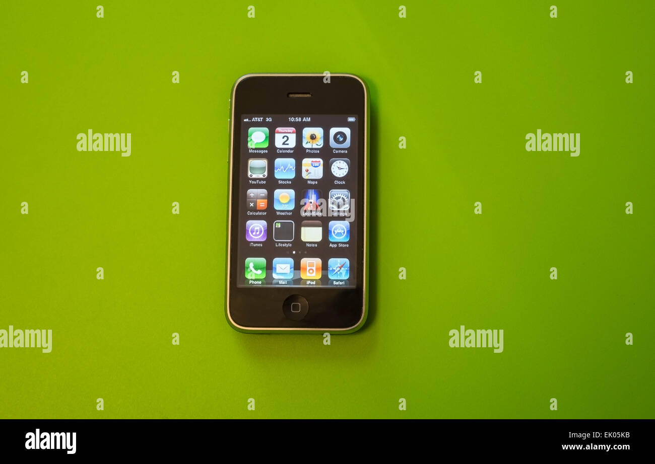 Das original Apple iPhone zeigen eine Auswahl an apps Stockfoto