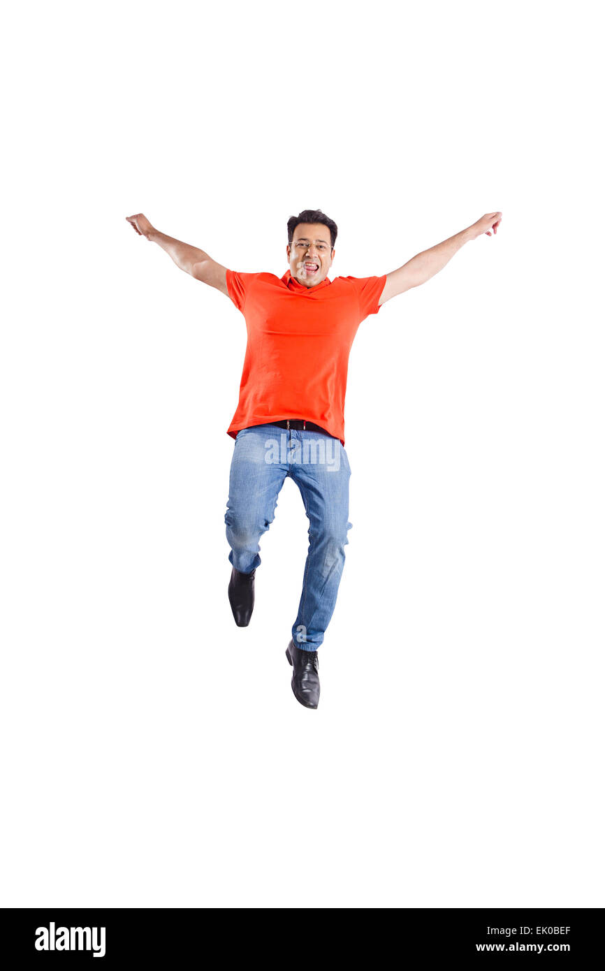 1 indische erwachsenen Mannes Jumping Spaß Stockfoto