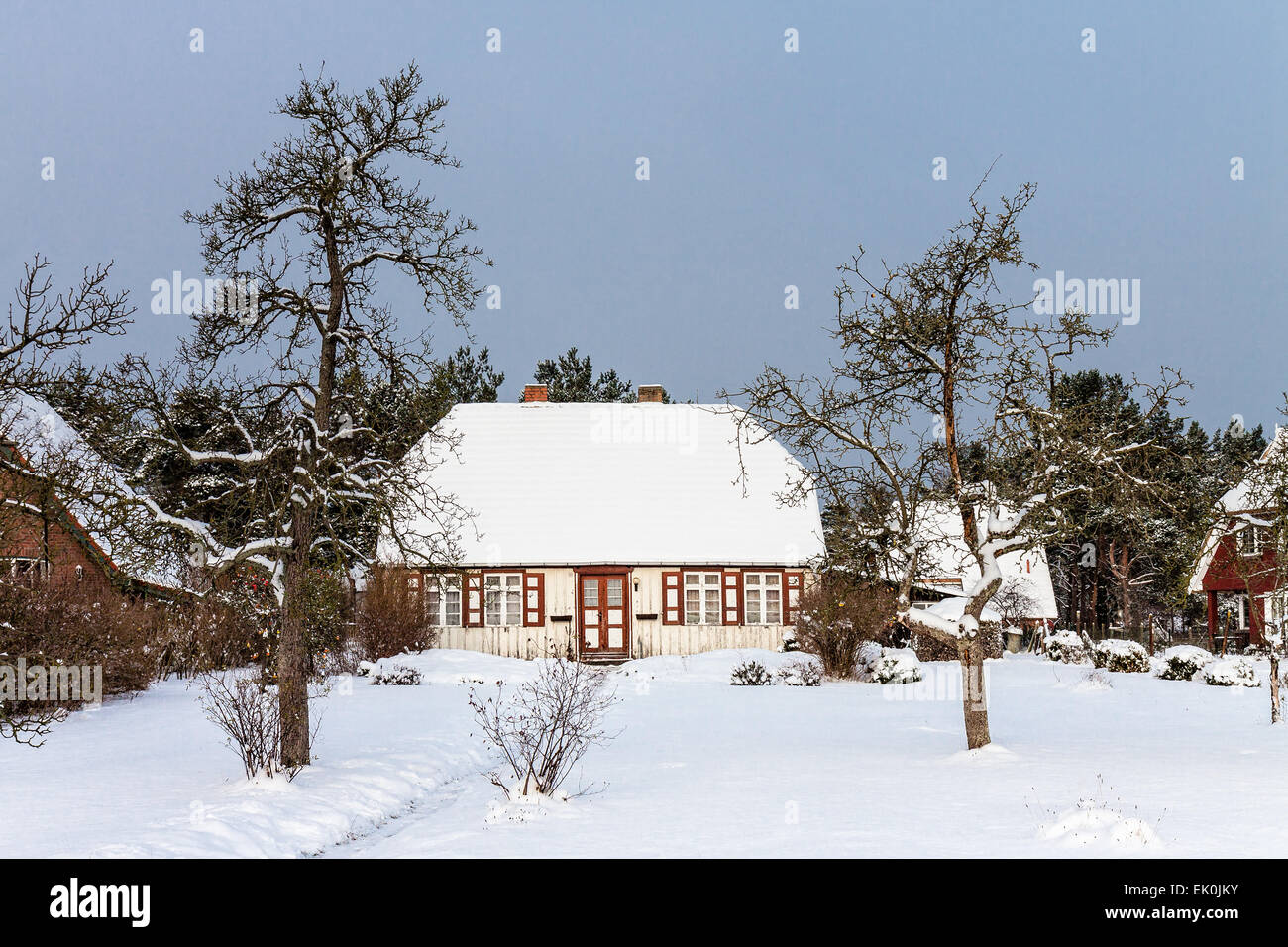 Gebäude in Born (Deutschland) im winter Stockfoto