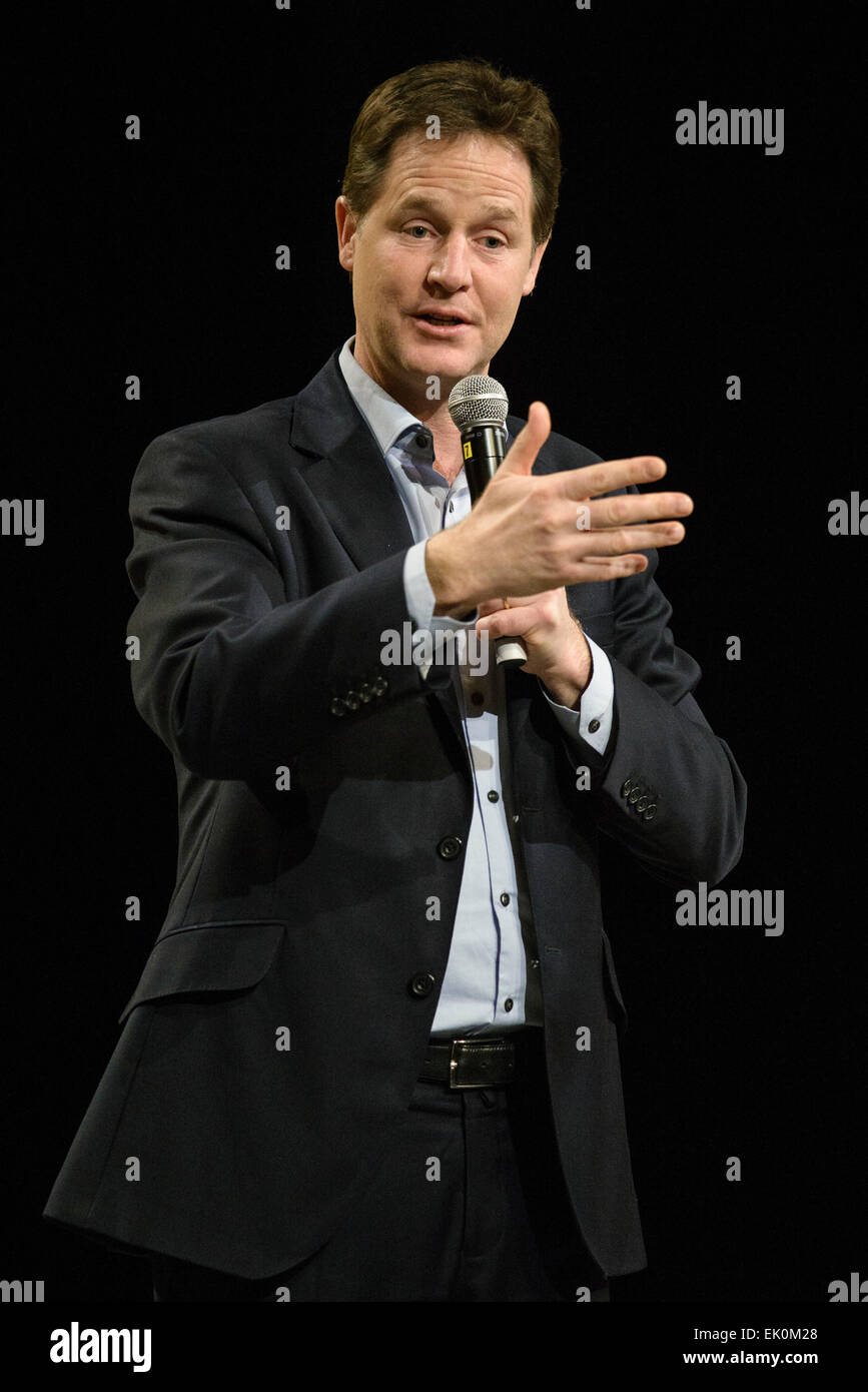 Liberale Demokraten Frühling Konferenz 2015 auf 14.03.2015 an BT Convention Centre, Liverpool. Rt Hon Nick Clegg MP Vorsitzender der Liberal Democrats und der stellvertretende Ministerpräsident Fragerunde. Bild von Julie Edwards Stockfoto