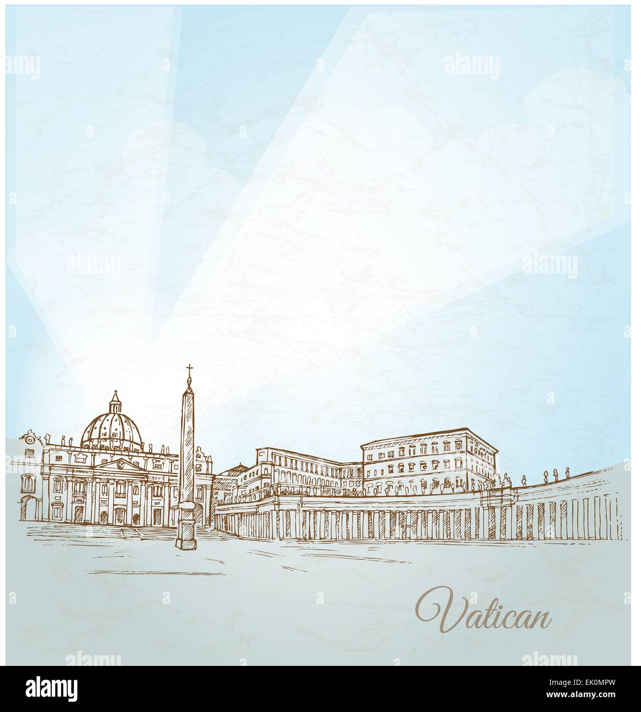 Vatikanstadt Hintergrund Hand zeichnen Stock Vektor