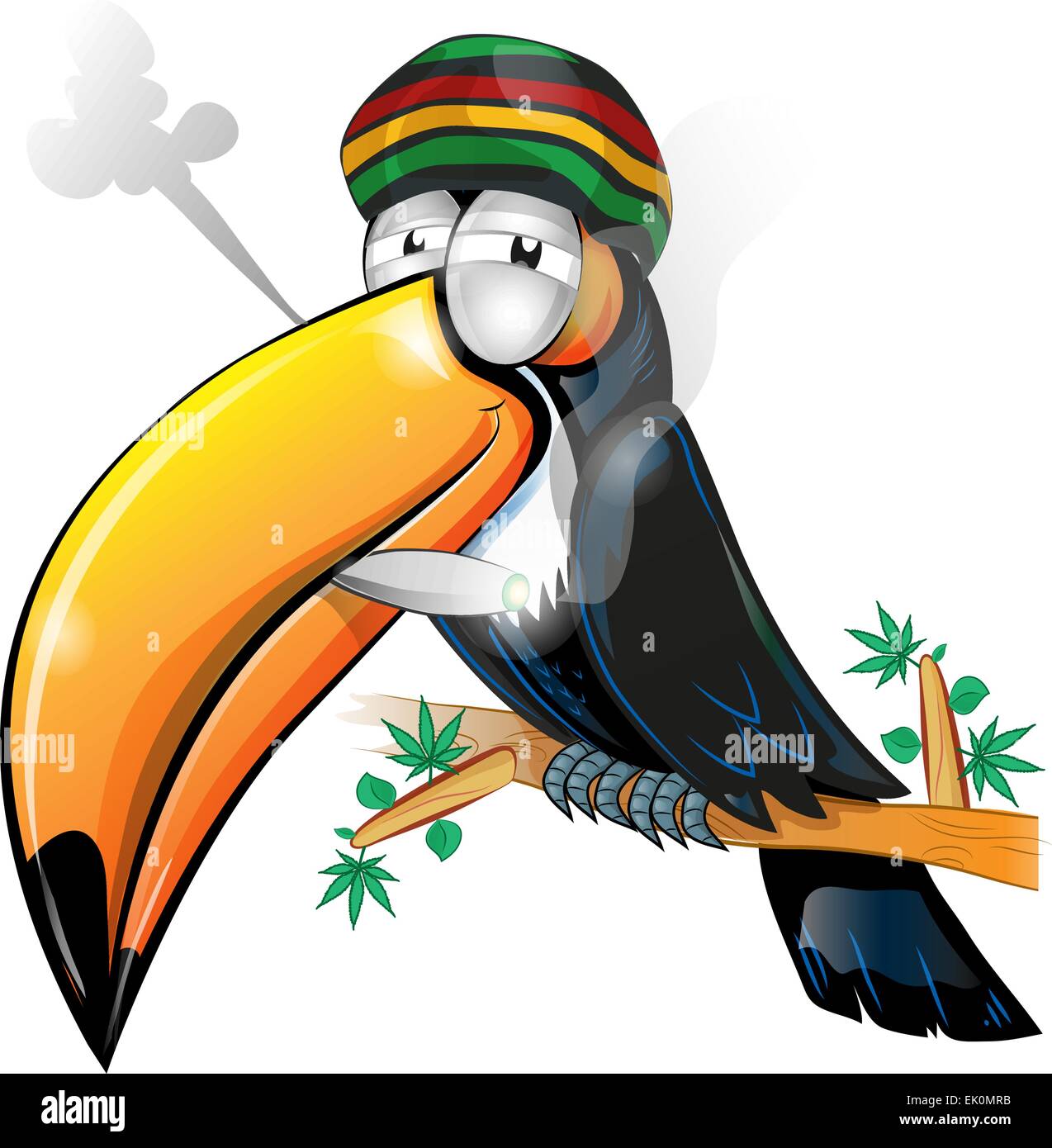 jamaikanische Tukan Cartoon isoliert auf weiss Stock Vektor