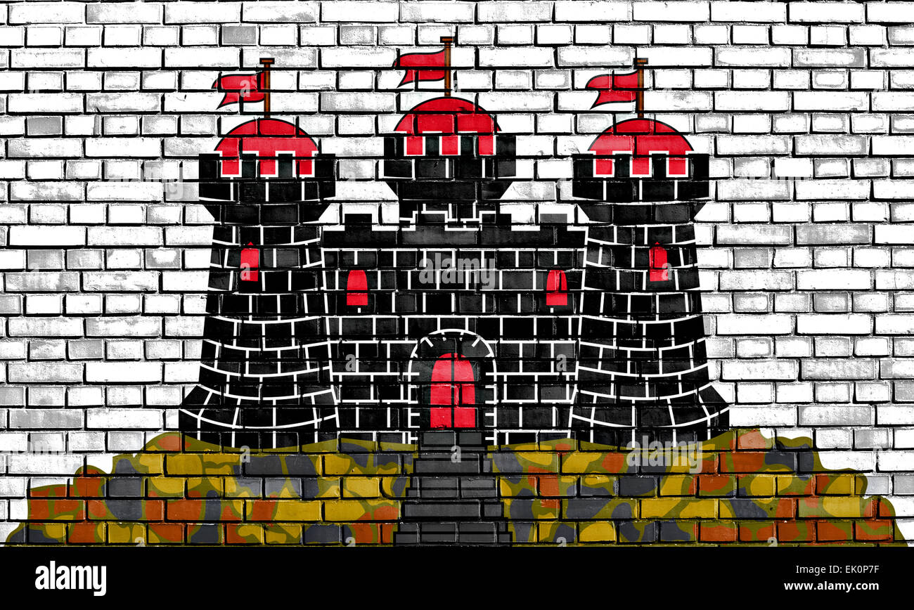 Flagge von Edinburgh auf Mauer gemalt Stockfoto