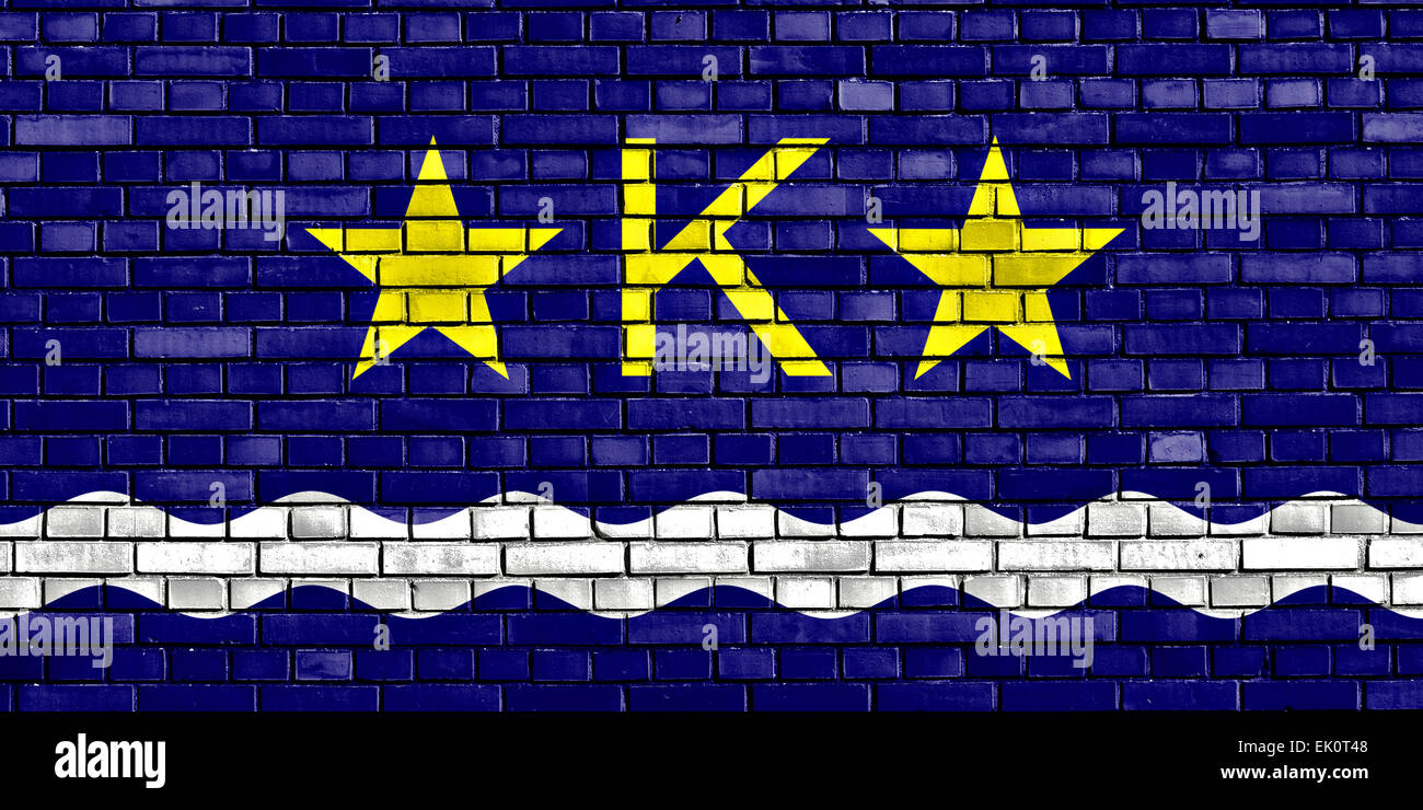 Flagge von Kinshasa auf Mauer gemalt Stockfoto