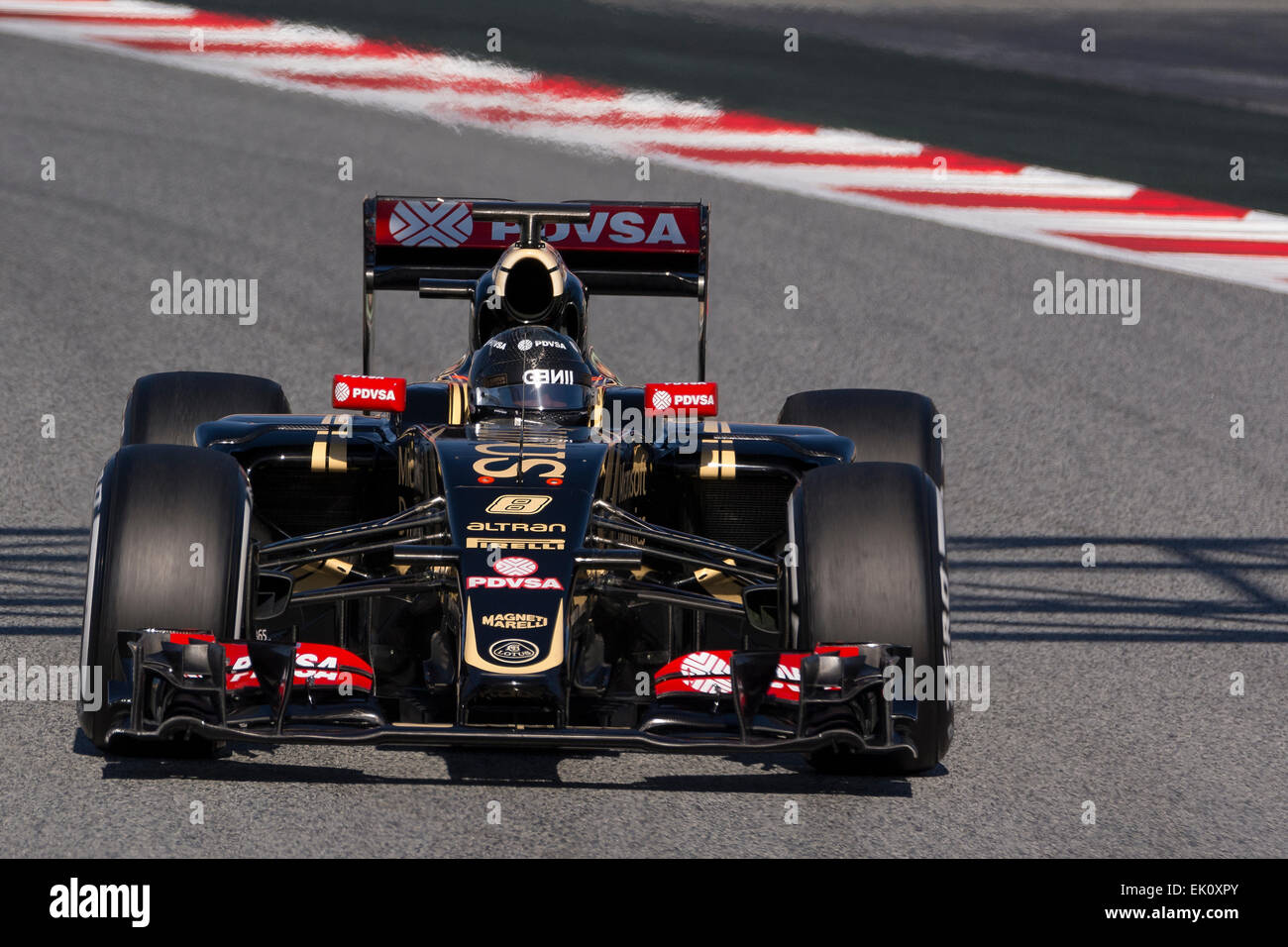 Treiber Romain Grosjean. Team Lotus F1. Formel 1 Testtage am Circuit de Catalunya. Montmelo, Spanien. 28. Februar 2015 Stockfoto