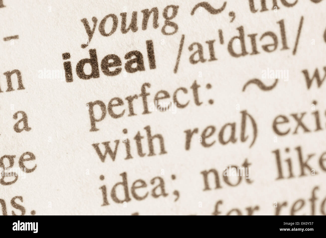 Definition des Wortes ideal im Wörterbuch Stockfoto