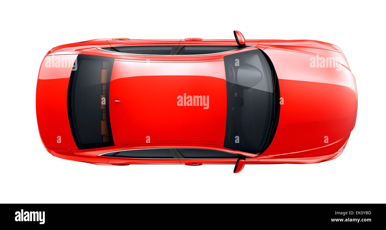 Rotes Auto - Draufsicht Stockfoto