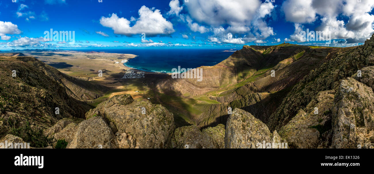 Bunte Panorama von oben auf Lanzarote, Kanarische Inseln, Spanien Stockfoto
