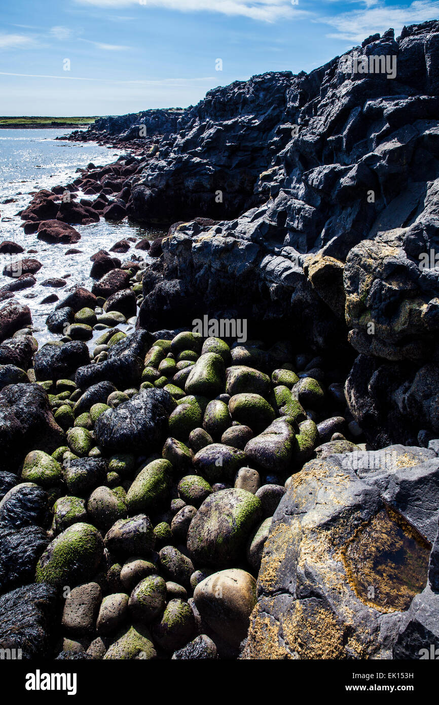 Lava-Gestein auf die Küste von Budir auf der Halbinsel Snaefellsnes Island Stockfoto