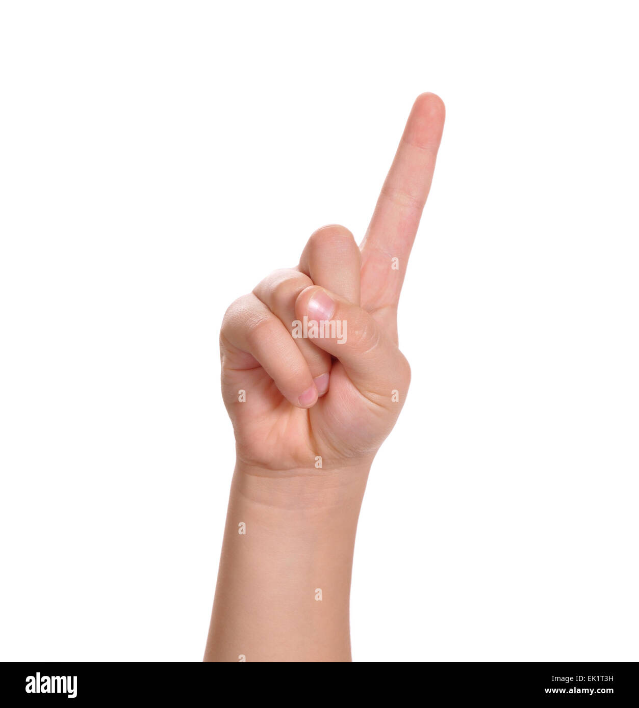 Eureka begradigt Symbol - Arm mit Zeigefinger Stockfoto