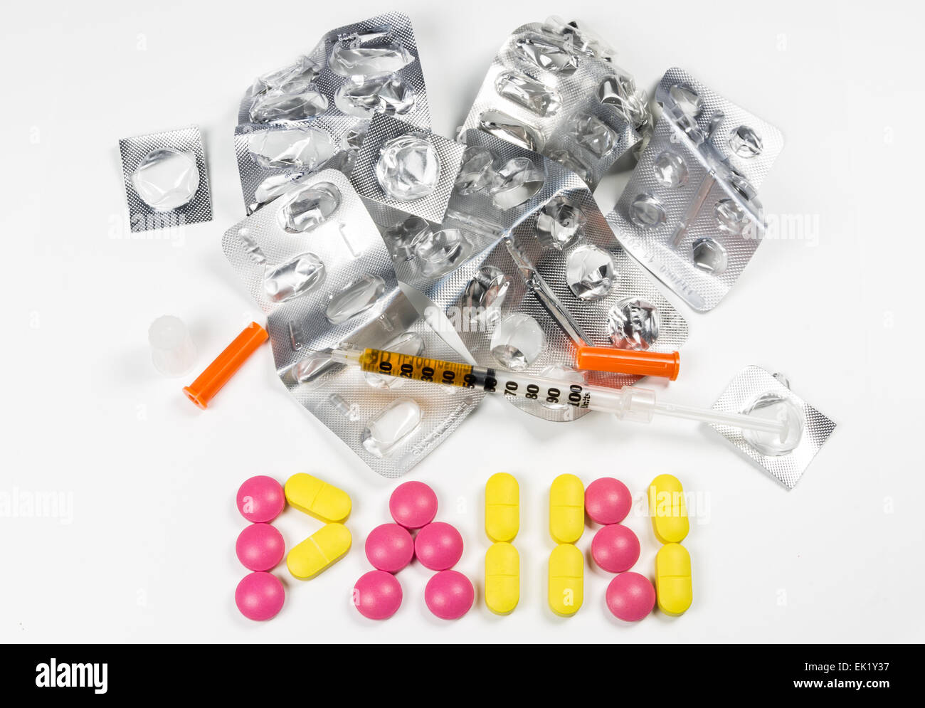 Medikamente und Pillen auf dem display Stockfoto