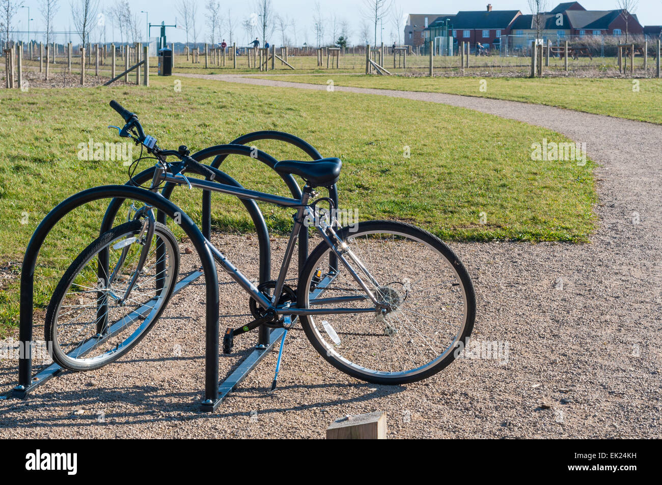 Park-Fahrradträger Stockfoto