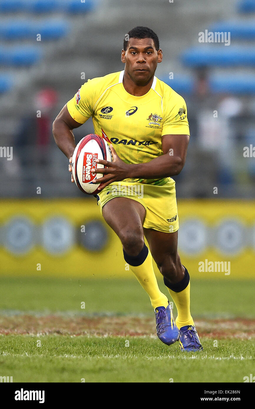 Tokio, Japan. 5. April 2015. Shannon Walker (AUS) Rugby: 2014 / 15 IRB Sevens World Series, Tokyo Sevens 2015 Bowl Finale match zwischen Australien 12-17 USA bei Prinz Chichibu Memorial Stadium in Tokio, Japan. © AFLO SPORT/Alamy Live-Nachrichten Stockfoto