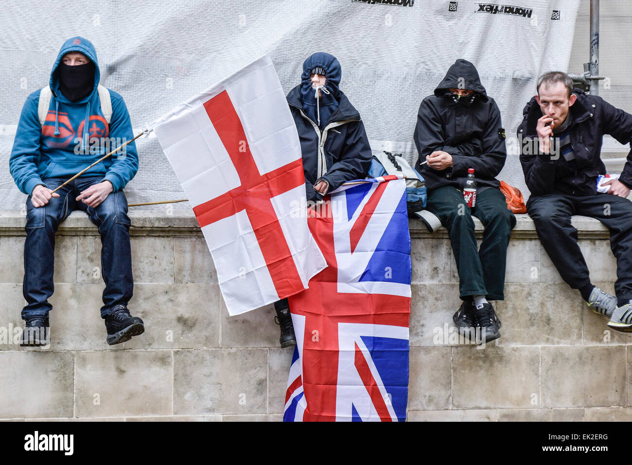 Anhänger der Pergida in Whitehall. Stockfoto