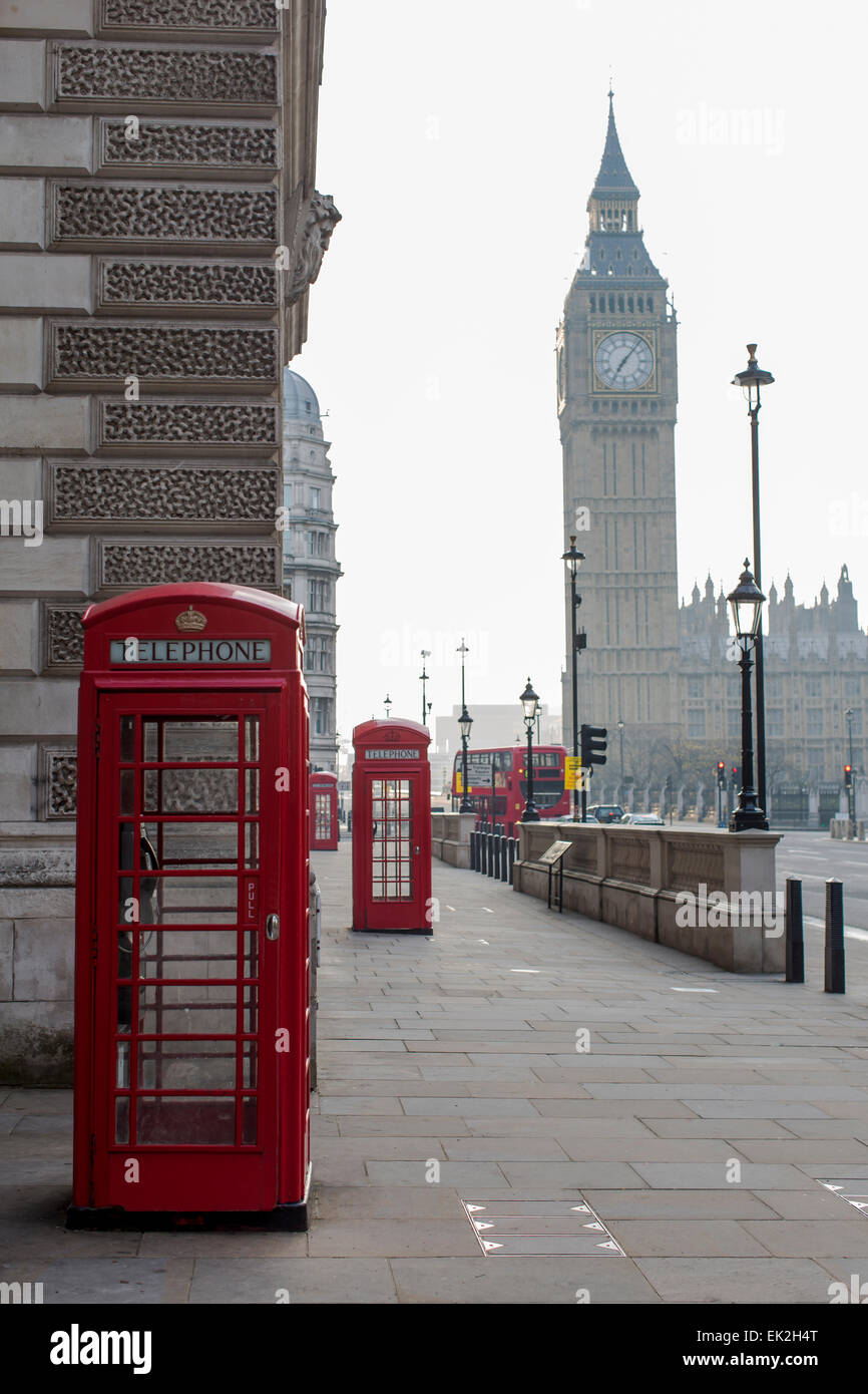 Rote Telefonzellen, Westminster, London Stockfoto