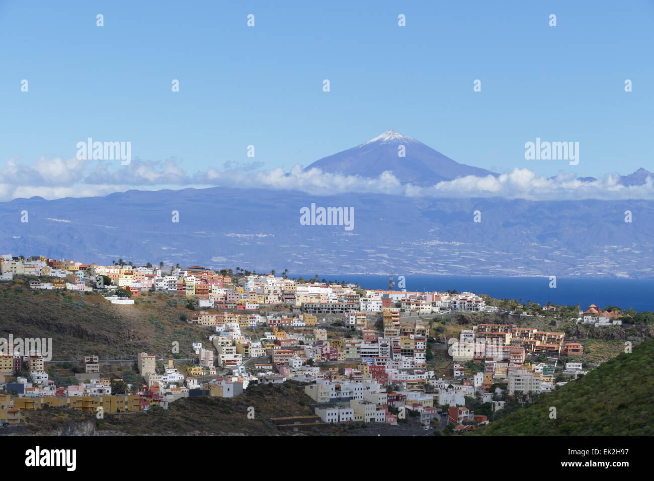 Mount Teide n San Sebastian La Gomera Teneriffa Insel Kanaren Spanien Stockfoto