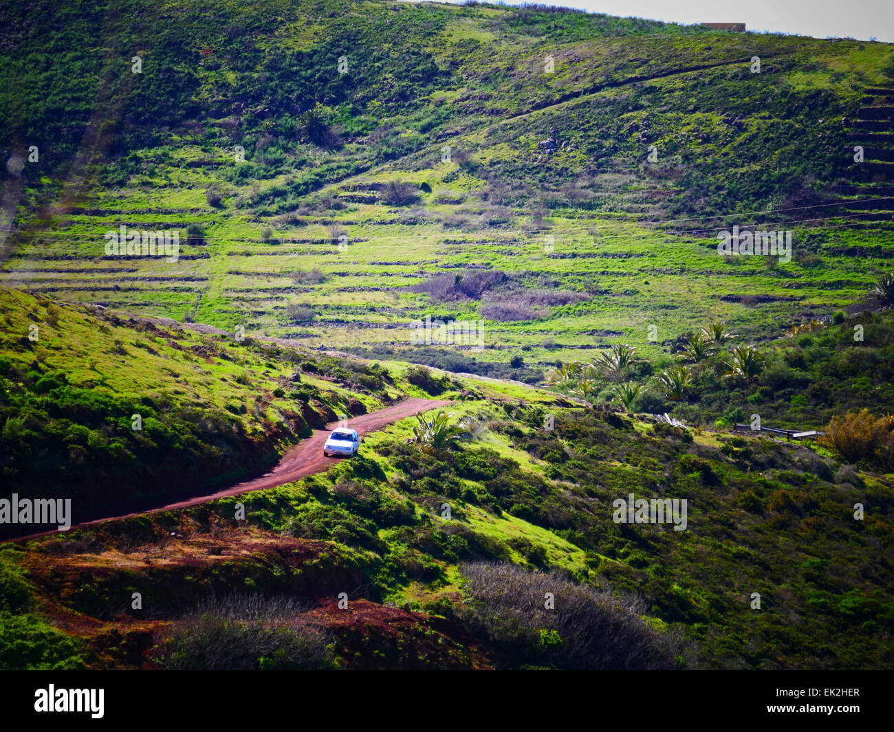 Valle Gran Rey Tal Terrasse Bereich La Gomera Insel Kanaren Spanien Stockfoto