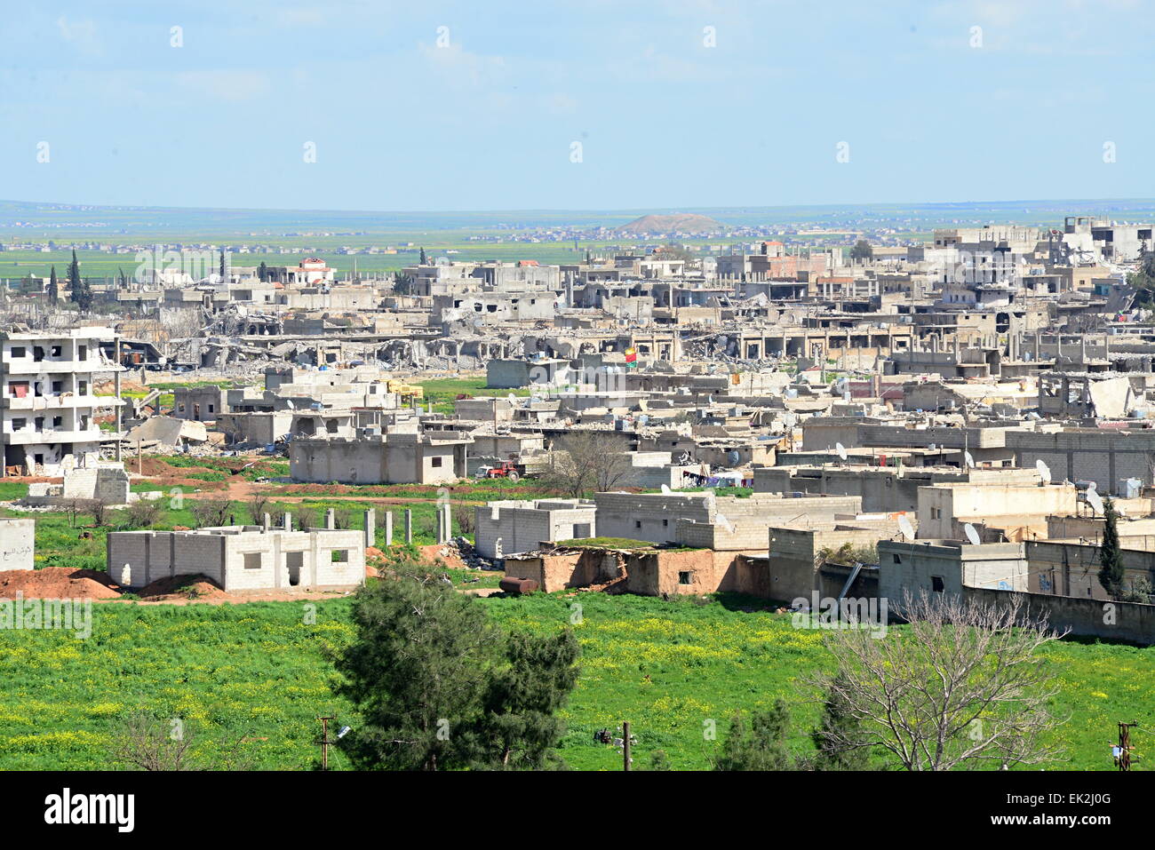 Zerstörung der Kobane kurdische Stadt im Norden Syriens. 31.3.2015