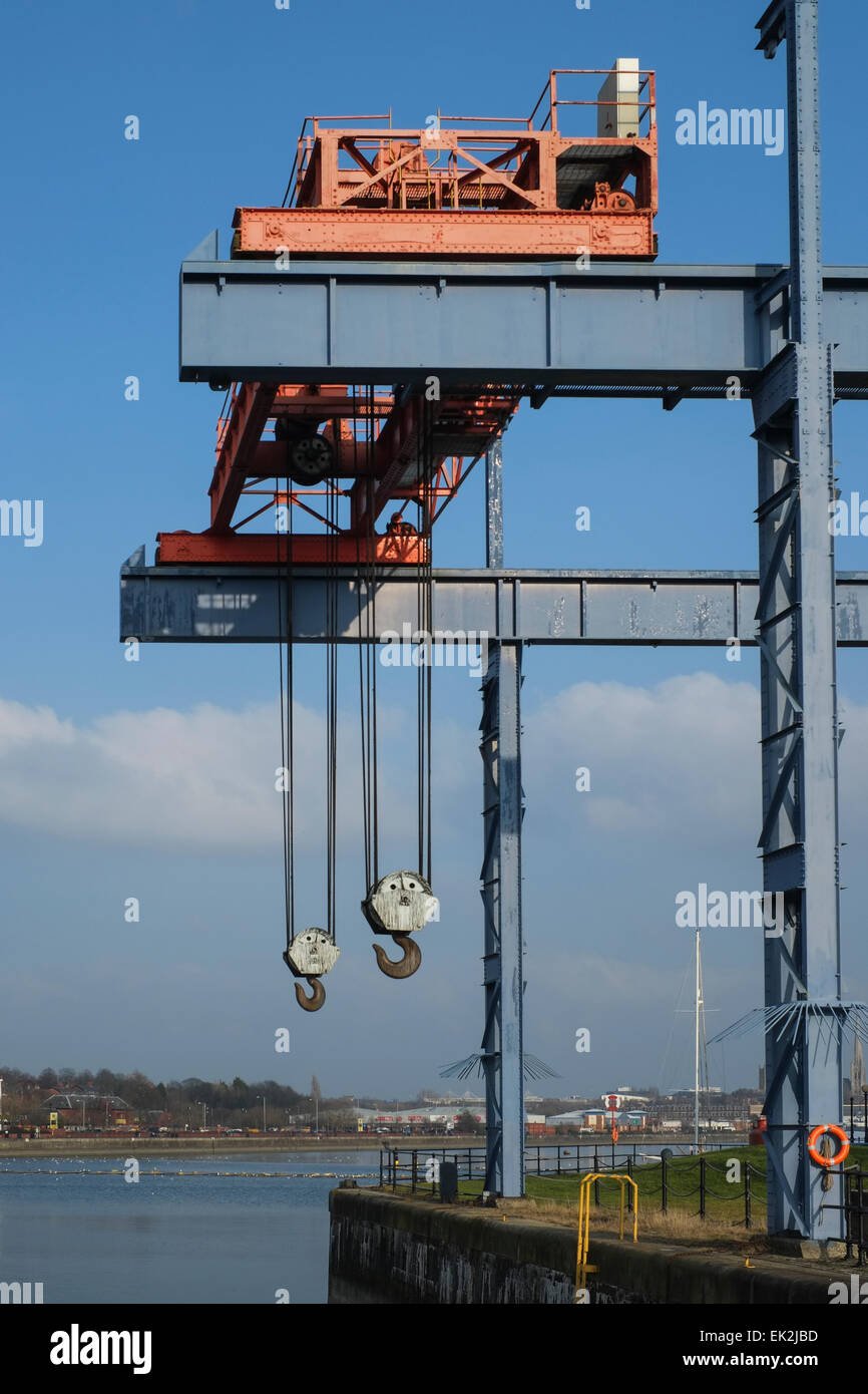 Preston, Lancashire: Bootskran in Preston Dock. Stockfoto