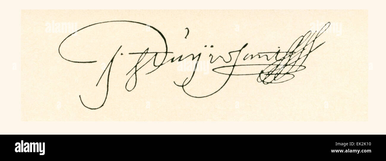 Unterschrift von Peter Stuyvesant, c. 1612 – 1672, auch bekannt als Petrus.  Letzte niederländische Generaldirektor der Kolonie Nieuw Nederland von 1647 bis es im Jahre 1664, vorläufig an die Engländer abgetreten wurde nach dem war es umbenannt in New York. Stockfoto