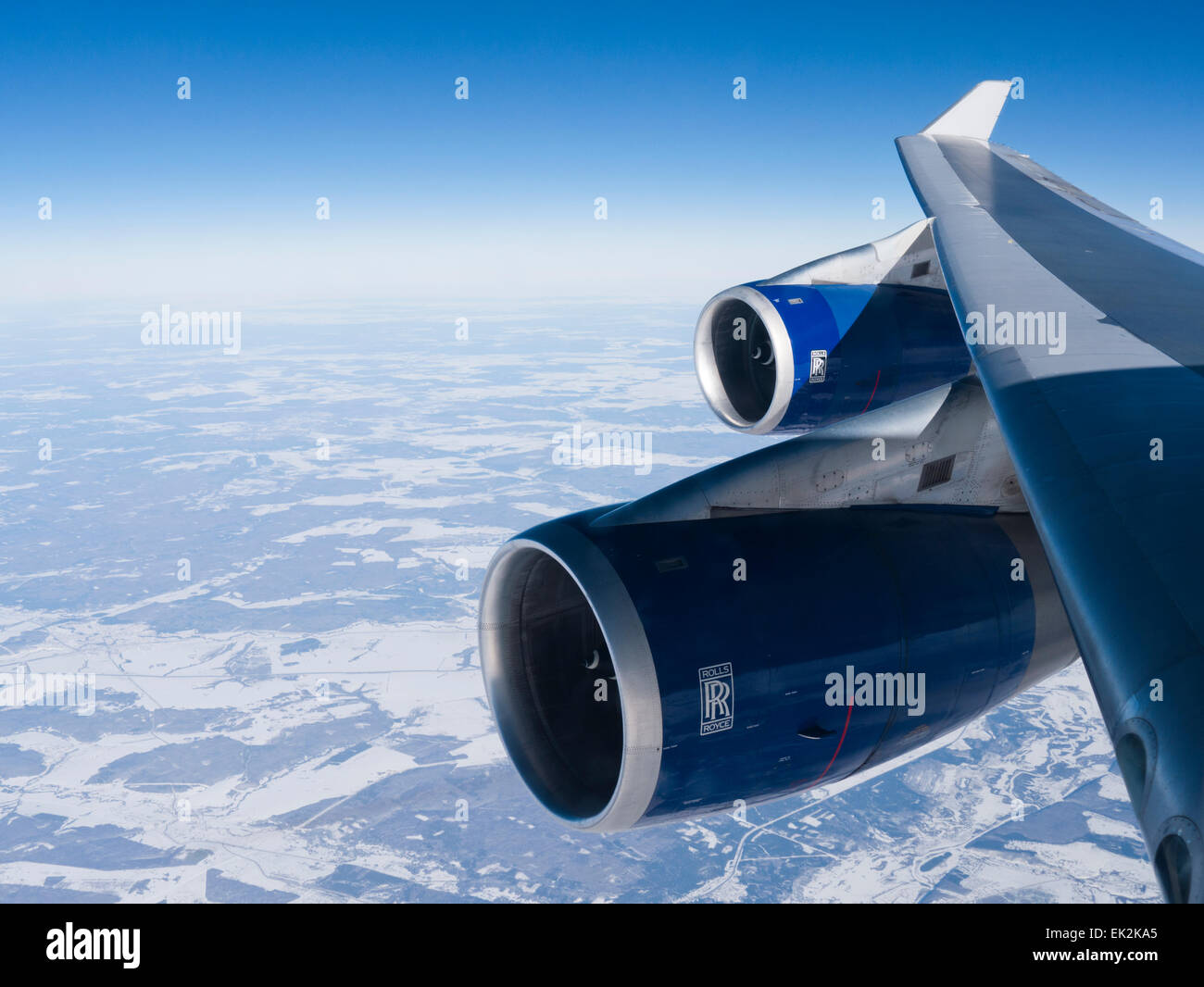 Rolls-Royce-Triebwerk auf ein Passagierflugzeug der BA Stockfoto