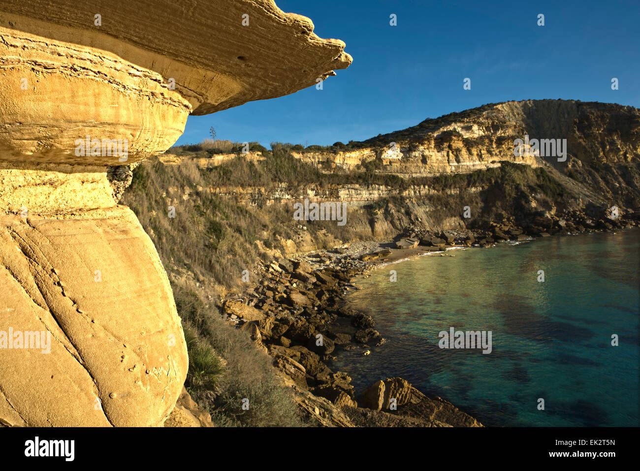 Erodierten Felsen in Lagos Küste, Praia da Luz, Portugal Stockfoto