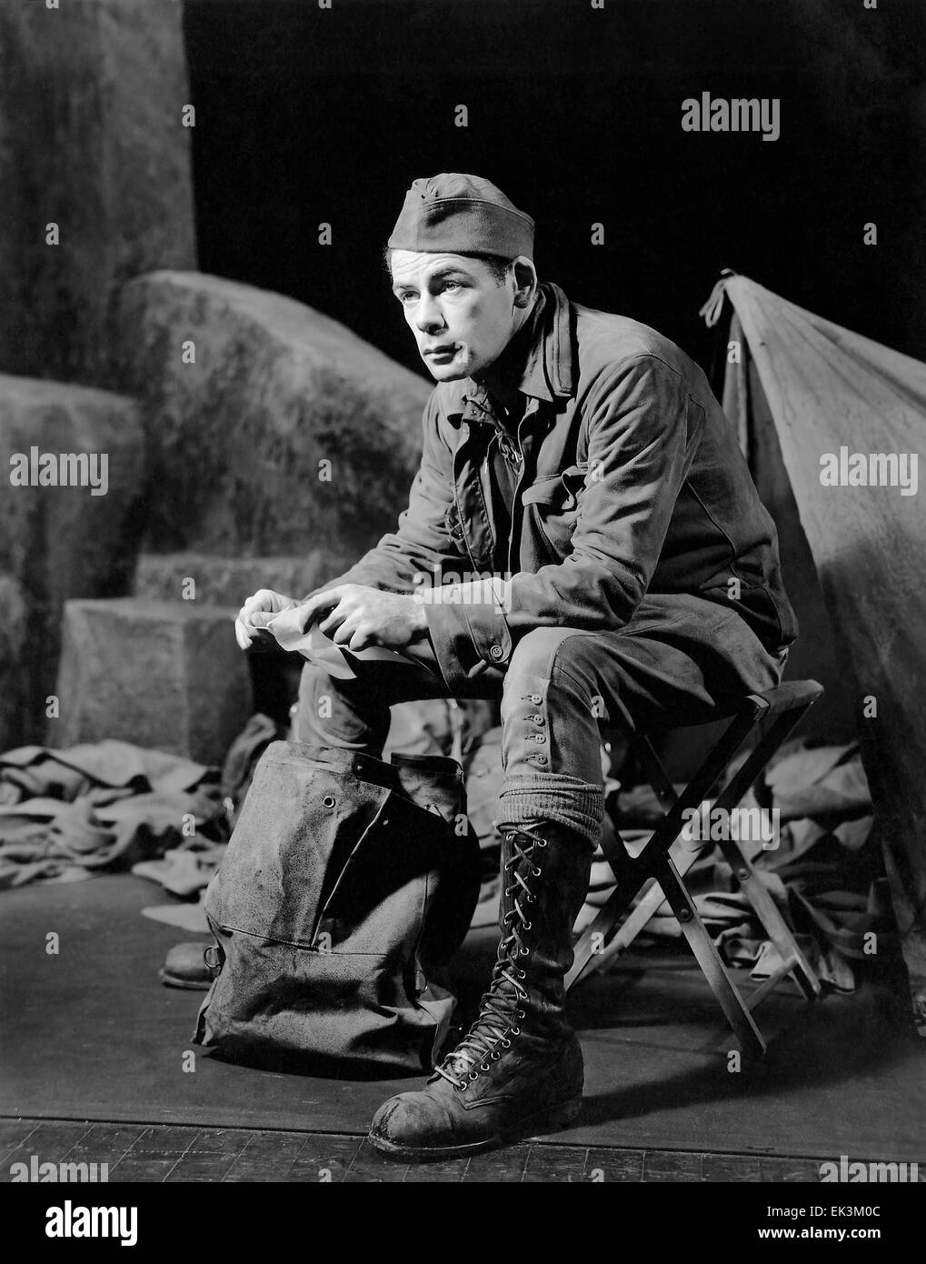 Paul Muni, am Set von dem Broadway-Stück "Key Largo", Ethel Barrymore Theater, New York, 1939 Stockfoto