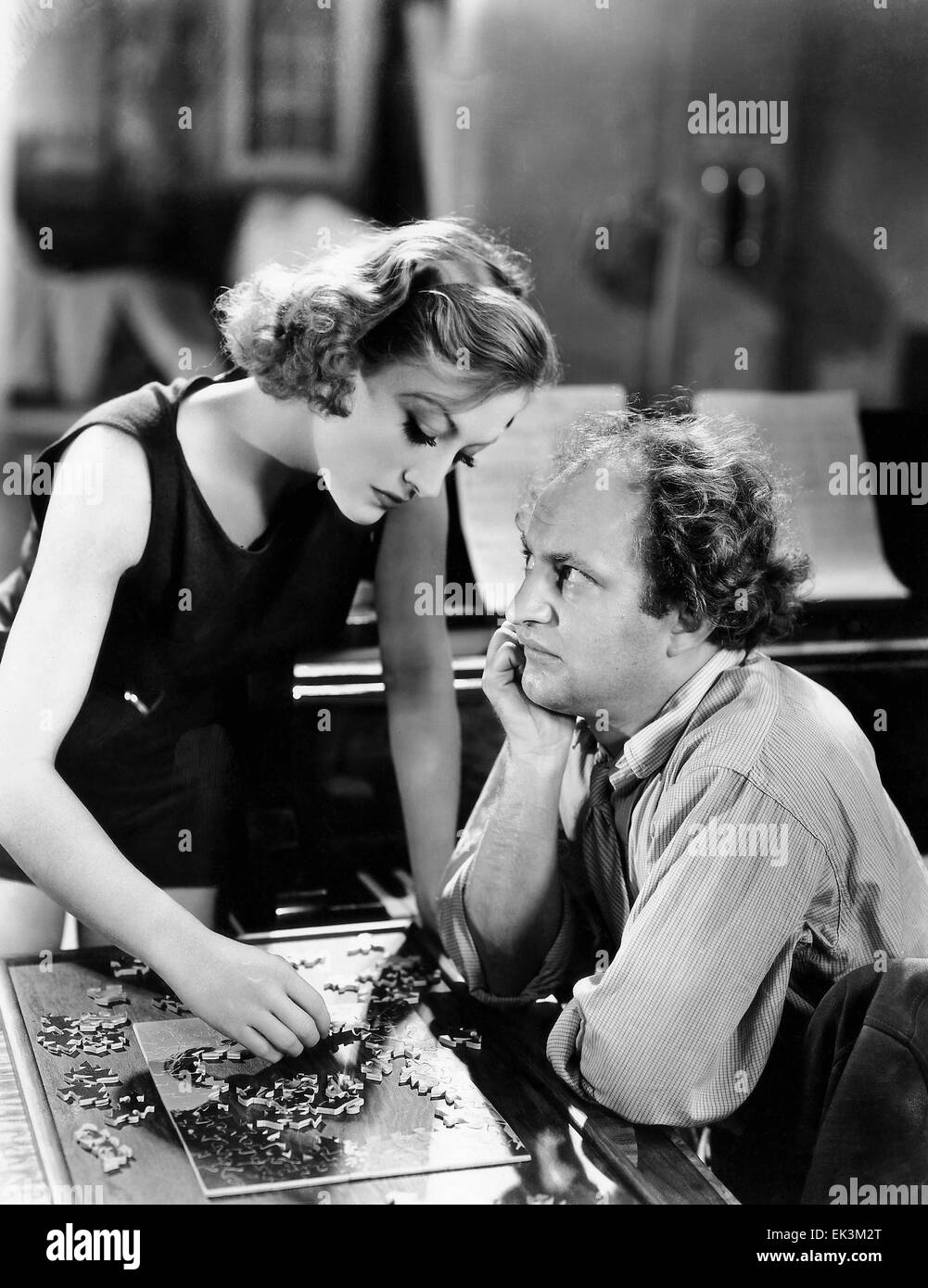 Joan Crawford, Larry Fine, am Set des Films "Dancing Lady", 1933 Stockfoto
