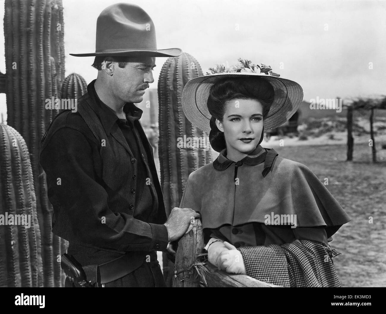 Henry Fonda Cathy Downs Am Set Des Films My Darling Clementine 1946 th Century Fox Film Corp Alle Rechte Vorbehalten Stockfotografie Alamy