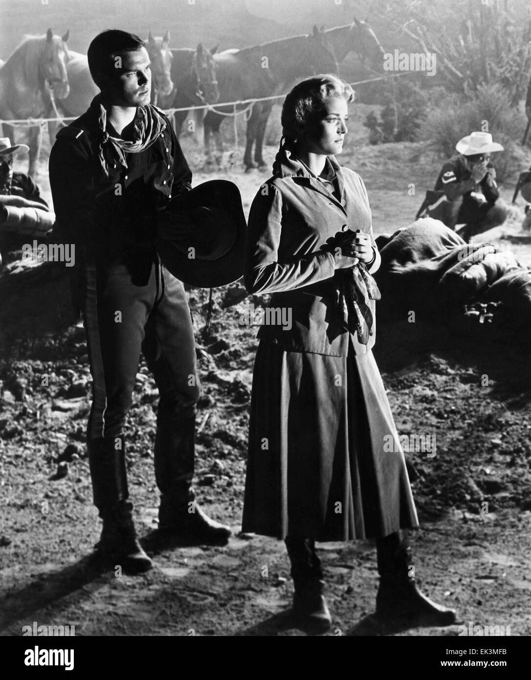 Jeffrey Hunter, Constance Towers am Set des Films "Sergeant Rutledge", 1960 Stockfoto