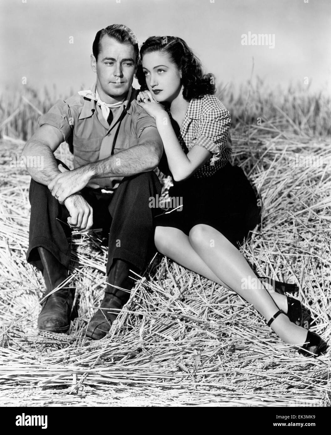 Alan Ladd, Dorothy Lamour, am Set des Films "Wild Harvest", 1947 Stockfoto