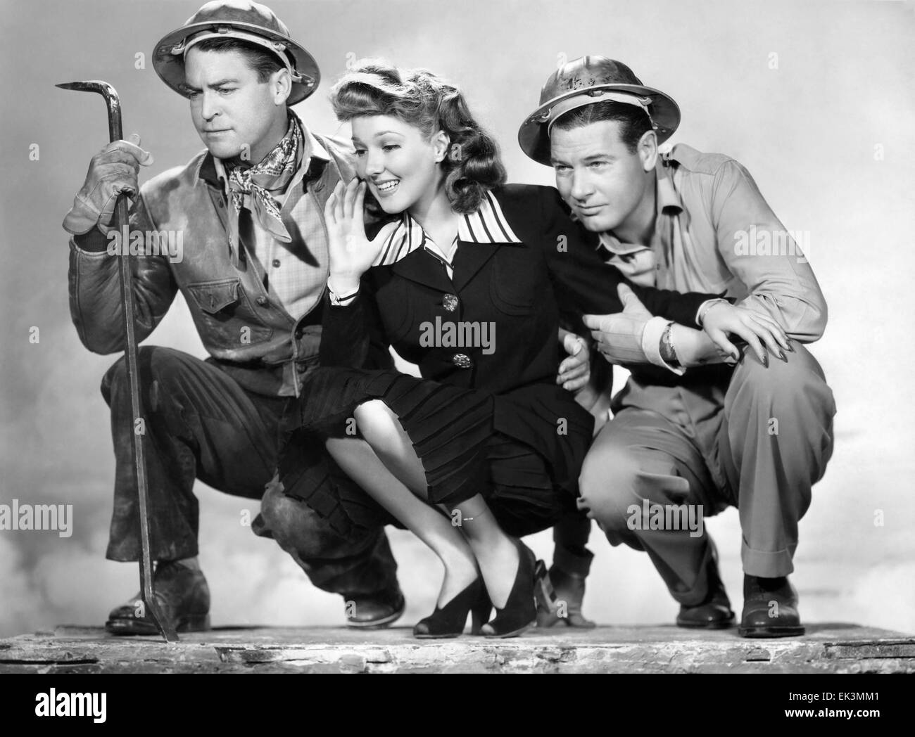 Chester Morris, Jean Parker, Richard Arlen, am Set des Films "Wrecking Crew", 1942